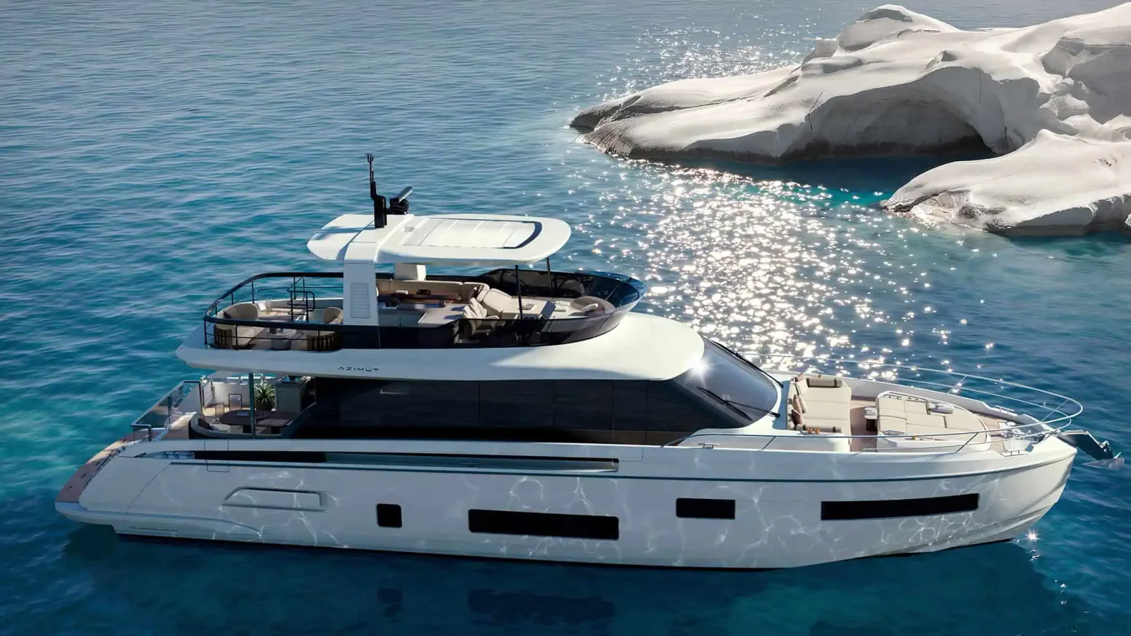 Azimut Fly 70 w oficjalnym kadrze stoczni podczas rejsu