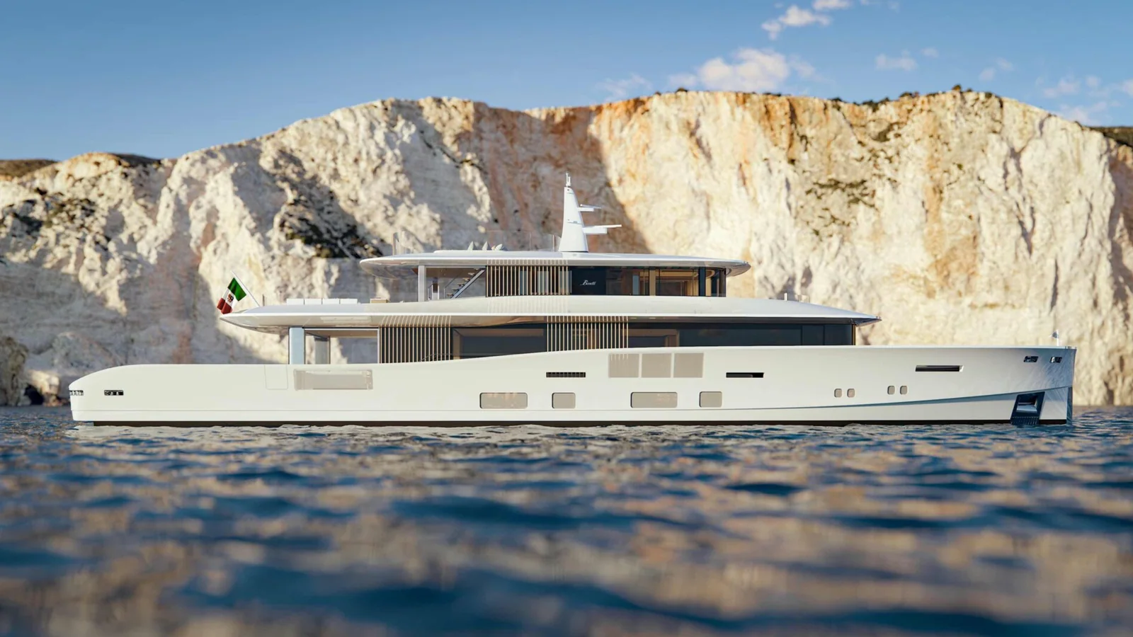 Benetti B.Neos 40M na oficjalnym kadrze przy informacji o sprzedaży pierwszego kadłuba