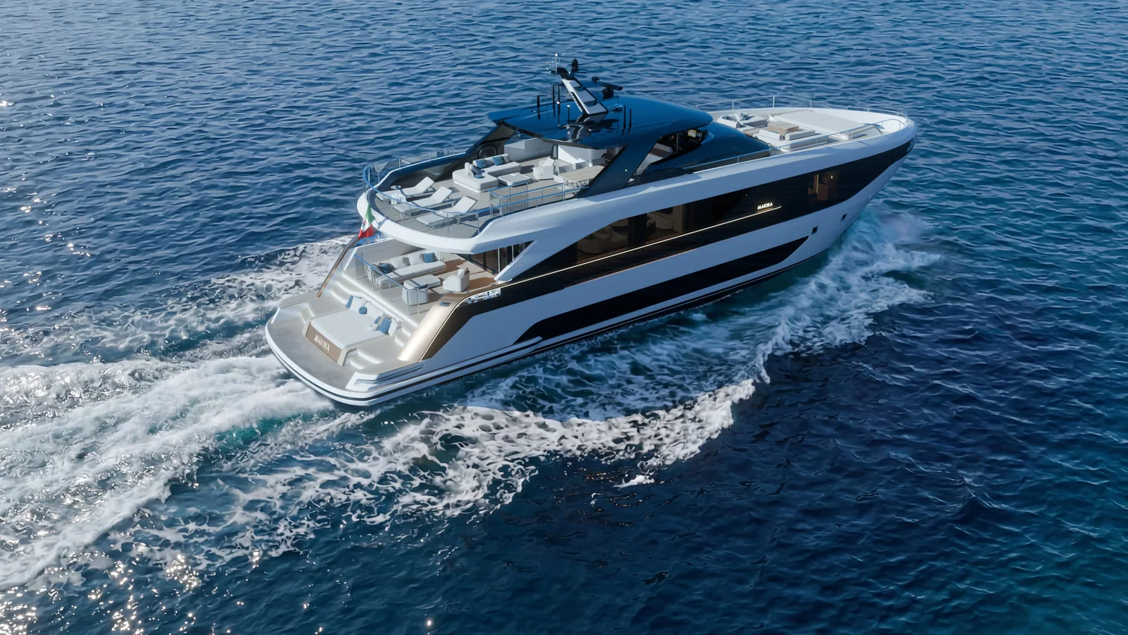 Maiora M30 w oficjalnym kadrze Next Yacht Group przed światową premierą w Cannes Yachting Festival 2026
