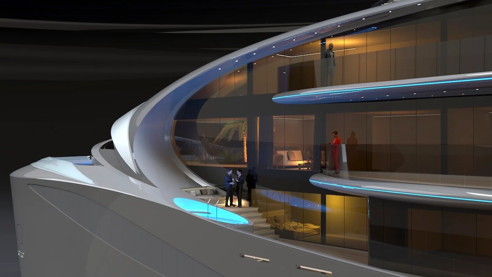 Koncepcja gigajachtu Medesign Infinity 110 m w oficjalnym renderingu prasowym