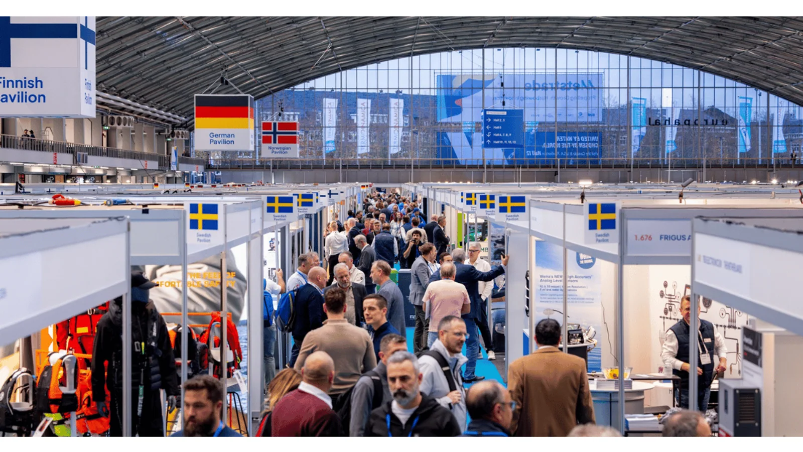 Metstrade exhibition hall with marine-industry stands and visitors