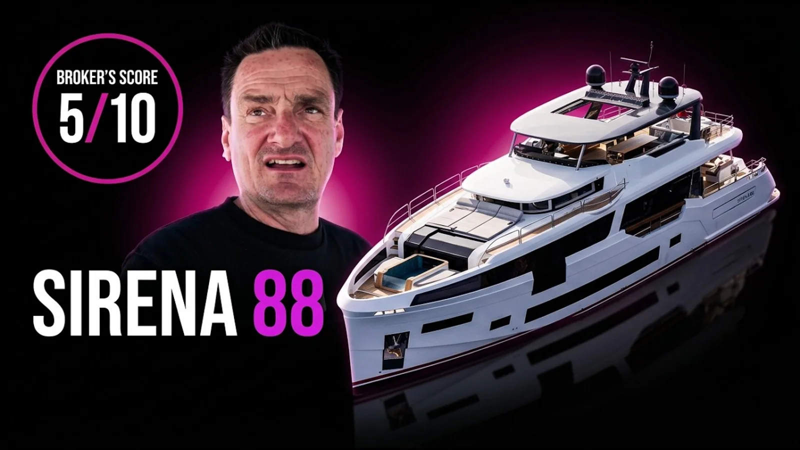 Tomasz Wrzesiński i jacht motorowy Sirena 88 na miniaturze analizy W Yachts